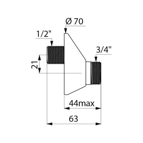 Versetzte Verbindung M3/8 M3/4 unter Rosette DELABIE Achsabstand 21 mm - 2 Stück - 857018.2P