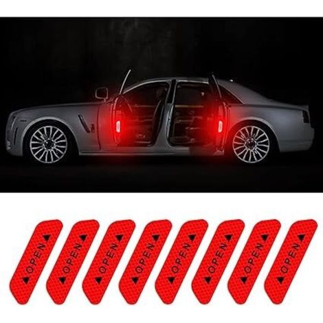 8 Pièces Autocollant Reflechissant, Bande Reflechissante Autocollante, Imperméable Stickers Reflechissant, Avertissement Bande Reflechissante, pour Bord Porte Voiture, Camion (Rouge) (1/4)