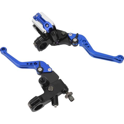 Kit de guidon universel pour moto avec maître-cylindre de frein 7/8 po, réservoir et protège-mains en fibre de carbone bleu (1 paire), levier de frein 7/8 po, réservoir et protège-mains en fibre de ca (1/5)