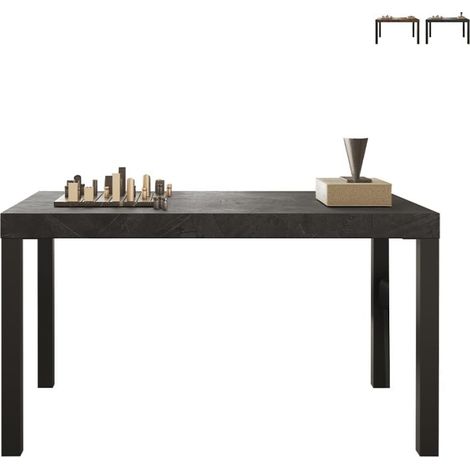 Mesa de comedor cocina 140x90 cm de madera moderna con patas de hierro Sartel - Gris