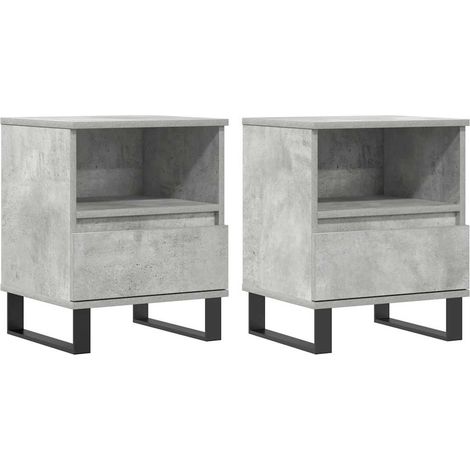 Juego de 2 mesitas de noche con cajón y compartimento abierto 40 x 35 x 50 cm madera contrachapada gris DEC035376