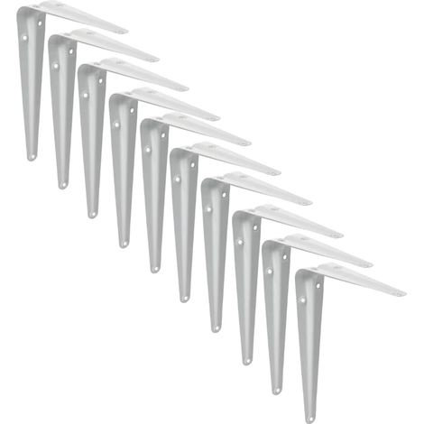 White Shelf Brackets 10 Pack   8x6 Inch, High Capacity 20kg, Stainless Steel, Modern Design for Home, Garage, Utility Rooms (1/5)