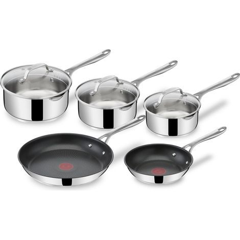 Jamie Oliver by Tefal Cook's Direct, set di pentole in acciaio inox, 5 pezzi, E304S544 (1/5)