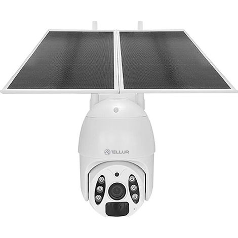 Cámara solar WiFi inteligente Tellur P&T de 3 MP, 2K UltraHD, PIR, panel solar de 20 W, blanca (1/3)