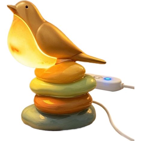 Lampe bureau chambre à coucher Adorable Oiseau En Résine Fait (1/5)