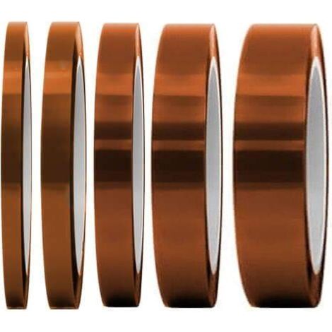 Hochtemperaturklebeband, 5 Rollen pro Packung, verschiedene Größen, hitzebeständig bis 280℃ (536℉). (1/4)