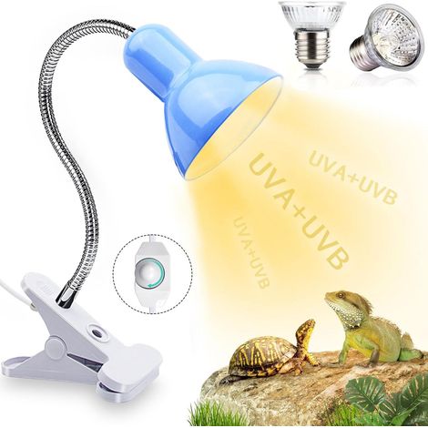 Lampe chauffante pour tortues, lampe pour tortues terrestres, lampe chauffante pour reptiles, amphibiens, tortues (bleu) (1/5)
