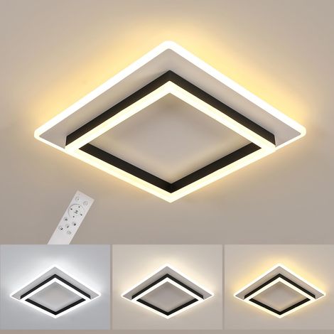 Plafonnier LED avec Télécommande Carré 41W, Blanc+Noir 40CM (1/5)
