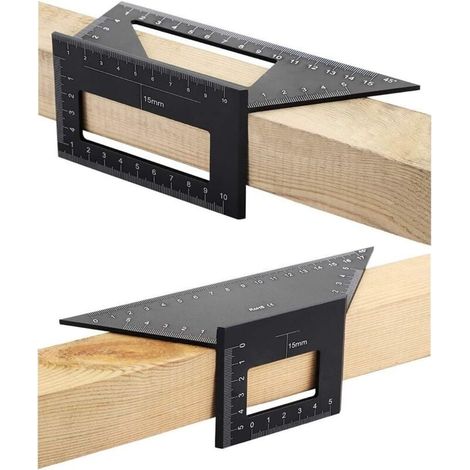 Jauge Carre Bois Double Disposition Selle 45 90 Degres Regle T Mesure Angle (1/4)