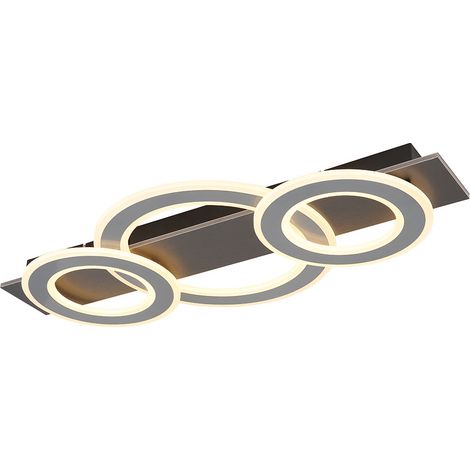 Plafoniera Lampada da soffitto Soggiorno Sala da pranzo luce grigio antracite LED, metallo acrilico, 1x LED 50W 2300Lm 3000K, LxLxH 73x35x7 cm