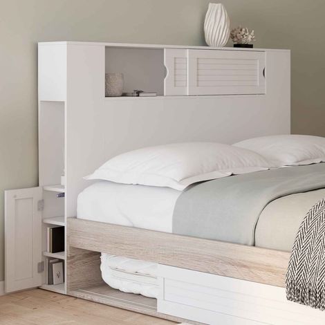 Cabecero SALEM 140 CM con almacenaje blanco (1/5)