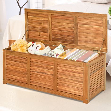 Malle en Bois d’Acacia Coffre Boîte de Rangement 120 x 45 x 45 cm Charge Max 150KG pour Terrasse Jardin ou Cour Nature CW1540 Maison Chic (1/3)