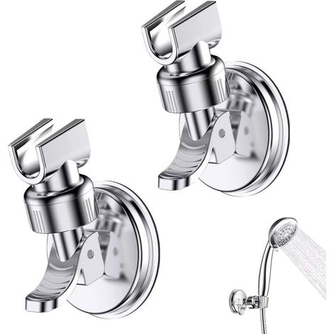 2 Pièces Support Douchette Ventouse, Support de Douche à Rotation 360 °, Support de pomme de douche réglable amovible, Convien (1/4)
