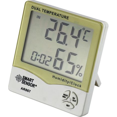 Smart Sensor AR867 Thermo-hygromètre numérique LCD station météo intérieur extérieur avec calendrier et réveil (1/4)