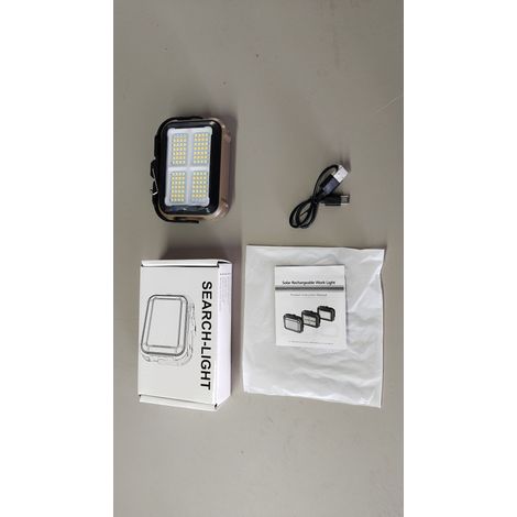 Ortviai Lampe de travail COB 1000 lm avec panneau solaire, batterie 3600 mAh, magnétique & USB-C, réglage couleur (3500K-6500K), modèle TZD-02B (1/4)