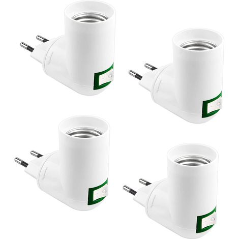 Support Lampe E27 Avec Interrupteur - Raccord Standard Européen PP - Rotatif 360° - 4 Pièces