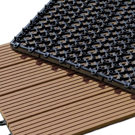 Décoweb – Dalle terrasse bois composite clipsable – Brun exotique – Lot de 6 dalles 30x60cm – Imputrescibles et antidérapantes – Garantie 5 ans (1/5)