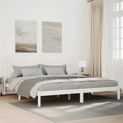 Massivholzbett Extra Lang ohne Matratze Weiß 200x220 cm (1/5)