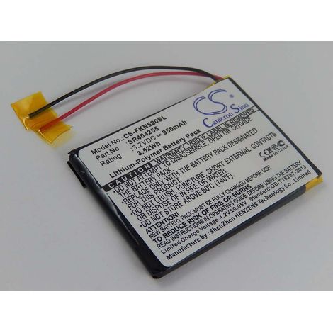 vhbw Battery Replacement for SR404255 for GPS Navigation System Sat Nav (950 mAh, 3.7 V, Li-polymer)