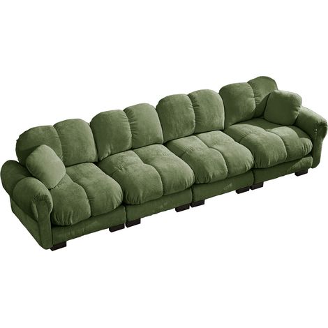 Sofá modular verde de chenilla MODENUIT 330 x 86 x 90 cm (1/5)