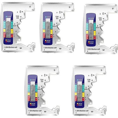5 Stück digitale Batterietester mit LCD-Anzeige für AA/AAA/9V/1,5V, B--