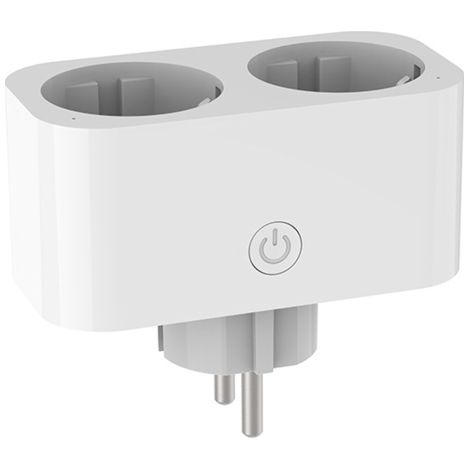 Prise intelligente 16ATuya avec télécommande WiFi pour la maison, commande vocale et minuterie. Double prise européenne compatible avec les applications Smart Life et Google Home.