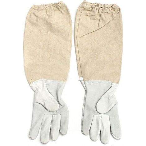 Atmungsaktive und bequeme Imkerhandschuhe aus Ziegenleder mit elastischer Manschette, XXL-Imkerbedarf (1/2)