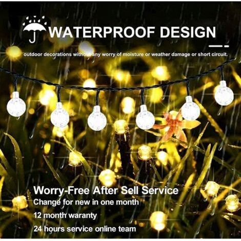 50 LED-Solar-Lichterkette für drinnen und draußen, wasserdicht (IP65), 8 Modi, USB-betrieben, hübsche dekorative Lichterkette (weiß), für die Weihnachtsdekoration im Innen- und Außenbereich (1/4)