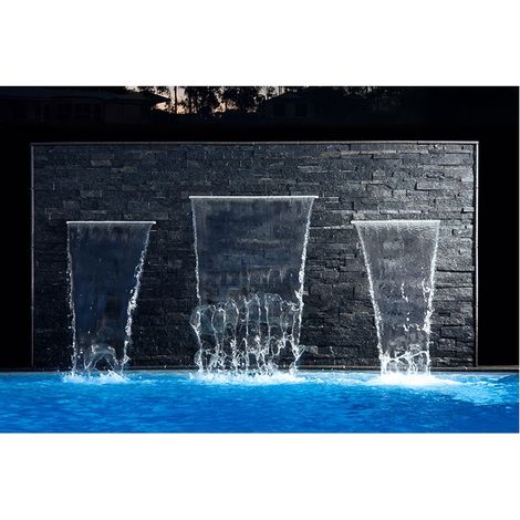 Lame d'eau Cascade chute d'eau en acrylique 120cm Piscine et fontaine bassins Compatible traitement au sel chlore (1/4)