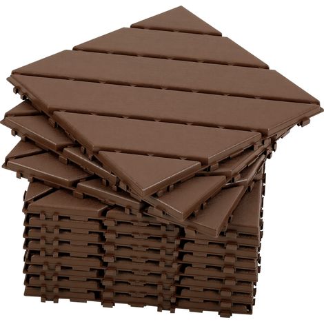 Randaco 11x dalles de terrasse Dalles Carrées-panneaux d'épissure DIY-Pour terrasse- Plastique - 30x30cm -11 pièces/1 m²- Anthracite (1/4)
