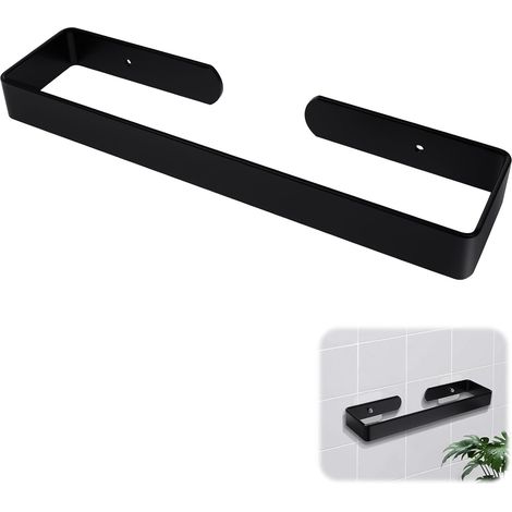 1 Porte-serviettes Mural, Aluminium Noir, Design Ovale ou Carré, Sans Percage, Pour Salle de Bain et Cuisine