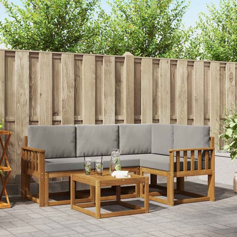 vidaXL Ensemble de canapés d'extérieur 5 pcs Gris Naturel et Clair
