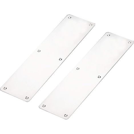 Türdrückplatte, 2 x feuerfeste Türdrückplatten, 300 x 80 mm, gebürsteter Edelstahl, Tür-/Untertürschutz mit Schrauben, quadratische Ecken (1/5)