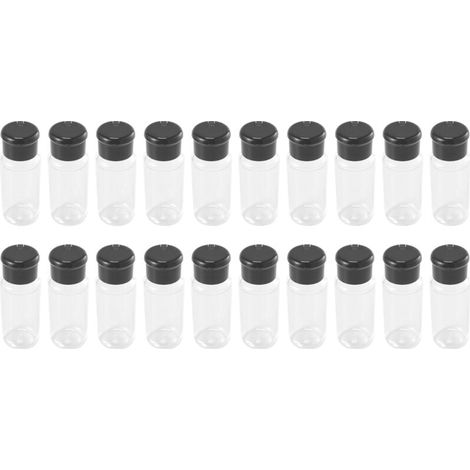 Juego de 20 saleros y pimenteros de 100 ml, color negro, para condimentos, para barbacoa, utensilios de cocina (1/4)