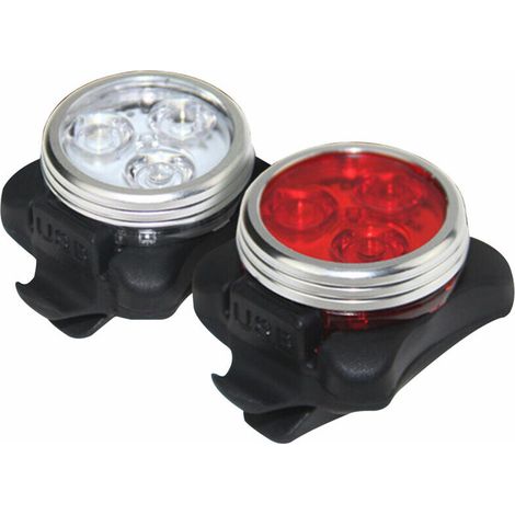 Lumière de vélo USB chargeant la lumière avant + feu arrière (lumière rouge + lumière blanche)