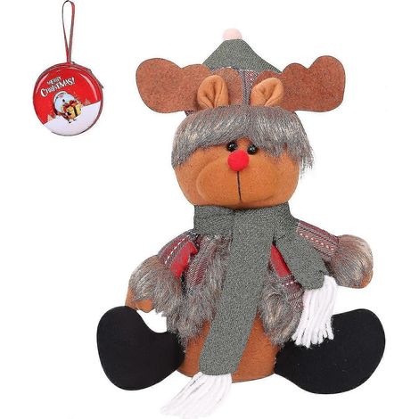 Peluche de Noël, cadeau idéal pour décorer une table, une cheminée ou une fête (motif élan) (1/5)