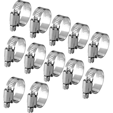 Sollbry 12 abrazaderas de manguera de acero inoxidable ajustables para tuberías (10-16 mm) (1/5)