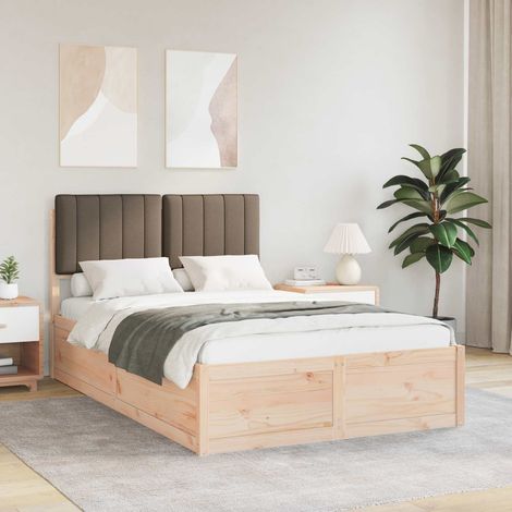 Bettgestell mit gepolstertem Kopfteil Taupe 120 x 190 cm