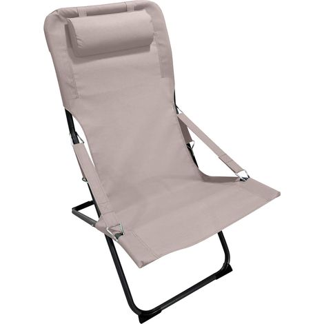 Chaise Longue Pliable Rebecca Mobili Tamatim 88x63x83 Polyester Acier Beige Gris Foncé (1/5)