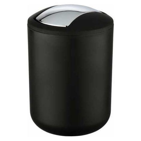 WENKO Portarifiuti con coperchio basculante Brasil S nero - infrangibile Capacità: 2 l, TPE, 14 x 21 x 14 cm, Nero