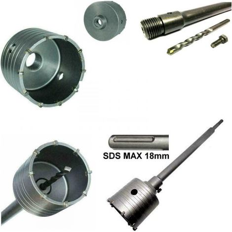 FRESA A TAZZA 80mm CAROTATRICE CON ASTA SDS MAX 1 METRO CALCESTRUZZO CEMENTO (1/5)