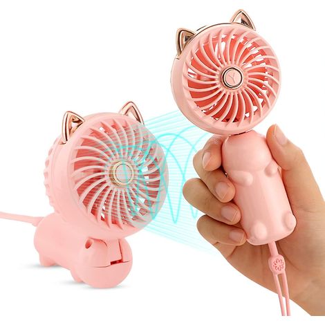 Mini ventilateur portable rechargeable à 3 vitesses pour une utilisation en extérieur et au bureau - Idéal pour les filles, les femmes et les enfants (1/5)
