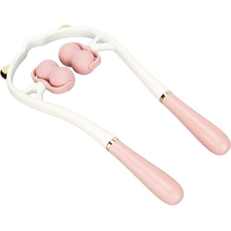Manuelles Nackenmassagegerät mit Rollen, zwei Druckpunkttechniken, lindert Schmerzen und Müdigkeit, pinkfarbenes Nackenmassagegerät – AquaForge (1/5)
