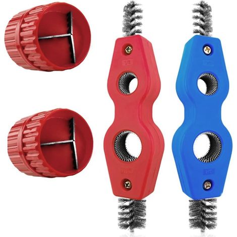 Kit de 4 pièces pour nettoyer et aléser les tuyaux en cuivre - Outil de nettoyage et d'ébavurage 4 en 1 pour tuyaux en cuivre (1/5)