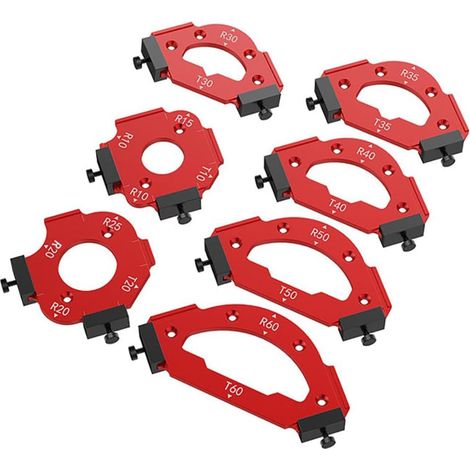 Gabarit Defonceuse a Bois, 7 Pièces pour le Travail du Bois en Aluminium, R10-R60, T10-T60, Accessoires pour Défonceuses, Travail Précis du Vois pour les Professionnels (1/5)