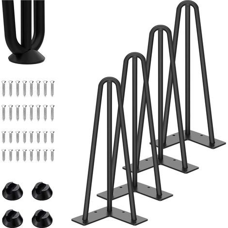 Set di 4 gambe per tavolo a forcina, 3 barre, gambe per mobili in metallo con protezioni per il pavimento, altezza 35 cm, per tavolini da caffè, tavolini laterali, scrivanie, gambe per tavoli da pranz (1/5)