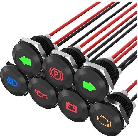 Lotes de 7 indicadores de viaje, 12 mm de coche y moto, impermeables, LED, tablero de Bord, 12 V y 24 V. (1/5)
