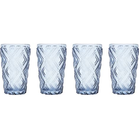 Premier Housewares Set of Four Fleur Blue Highball Glasses (1/3)