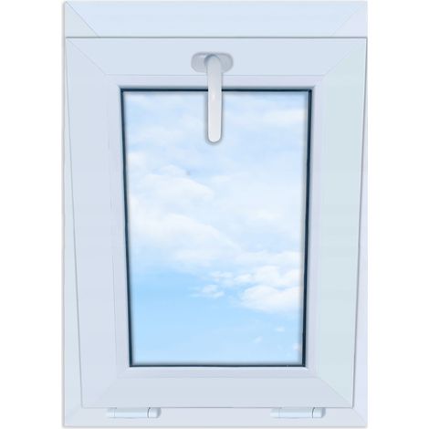 Finestra in PVC bianco, basculante, 50x70, nuova, 500x700, basculante dall'alto, doppio vetro (1/5)