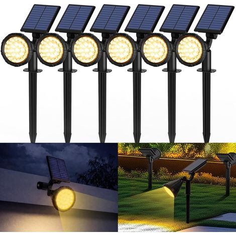 Lot de 2 Spots Solaires d'extérieur, projecteurs solaires,IP65 étanches à 25 LED lampes solaires pour chemins, extérieur Jardins, Clôtures (Blancs Chaud) (1/5)